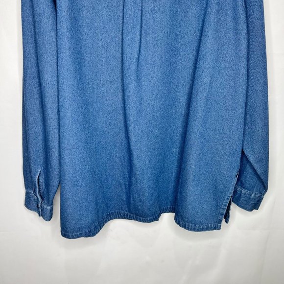 Club Z Denim Woman’s Shirt sz 22/24 Embroidered & Bead Decorated Velvet Collar - Picture 7 of 11